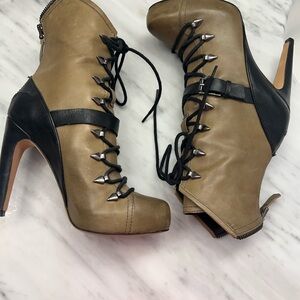 Sam Edelman Black and Olive Green Heeled Boots (6)